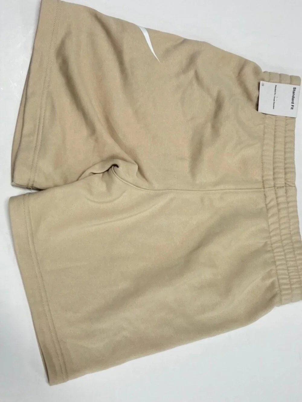 NWT Kids Large Nike Beige Sweat Shorts Elastic Waist Logo Athleisure